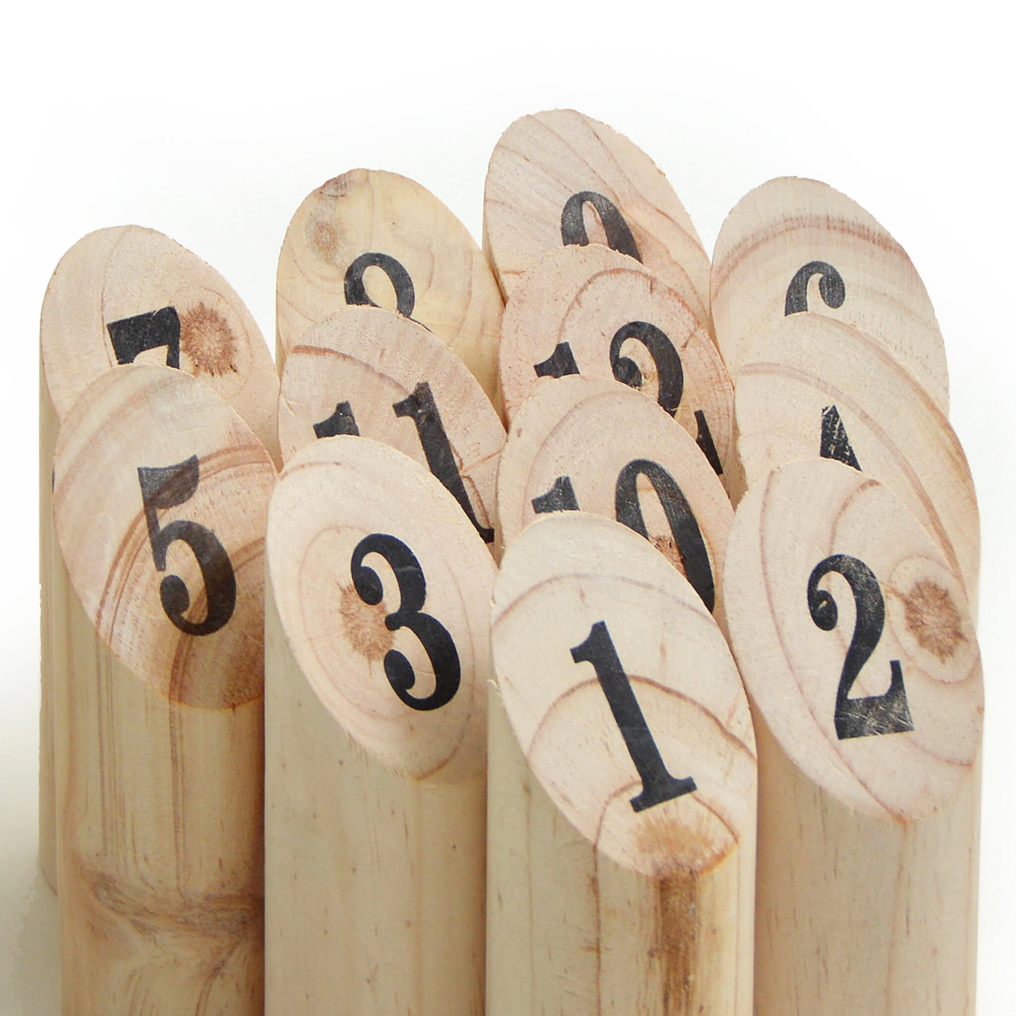 Ocean 5 - Nummern Kubb – Wurfspiel aus Holz, 12 Zahlenklötze + Wurfholz -