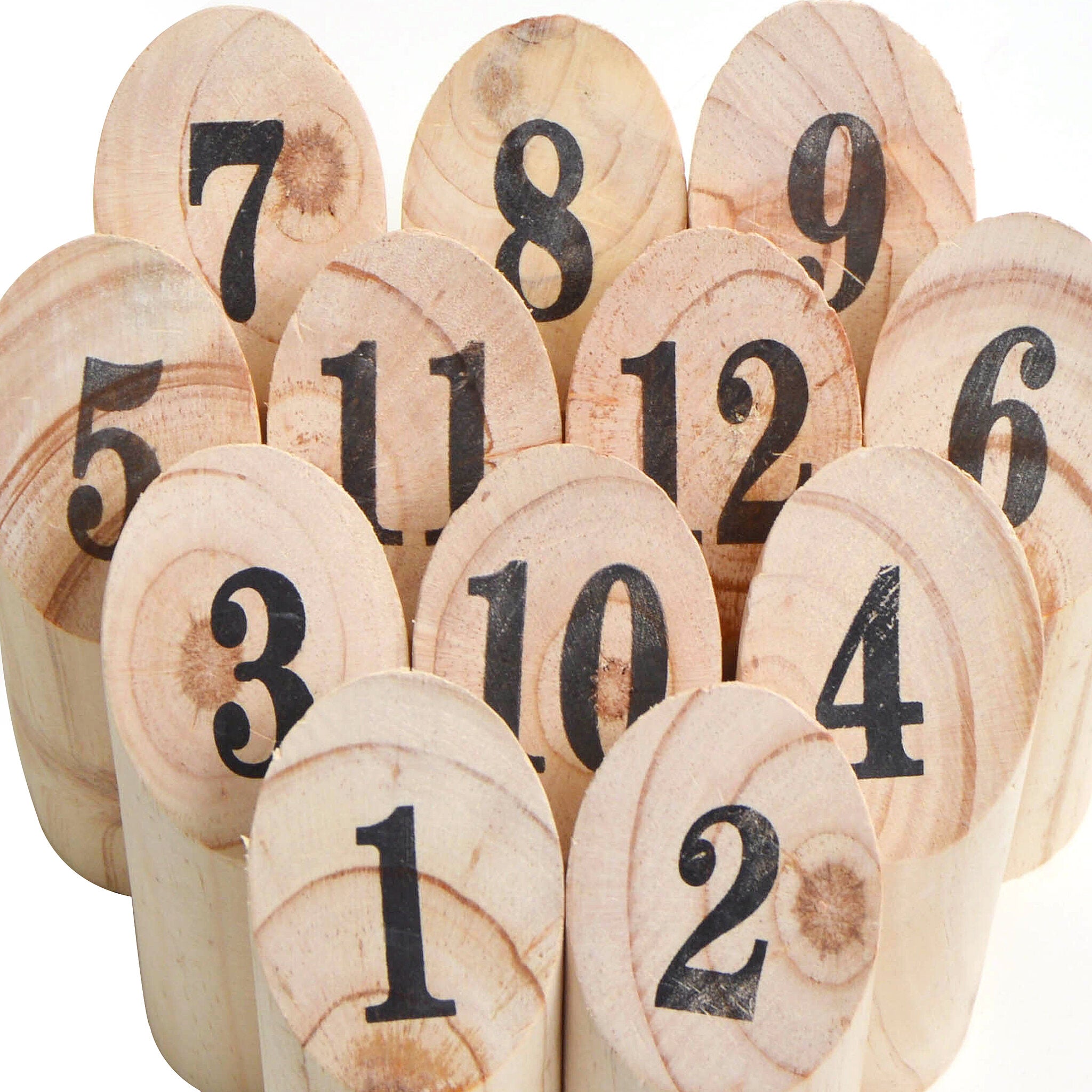 Ocean 5 - Nummern Kubb – Wurfspiel aus Holz, 12 Zahlenklötze + Wurfholz -