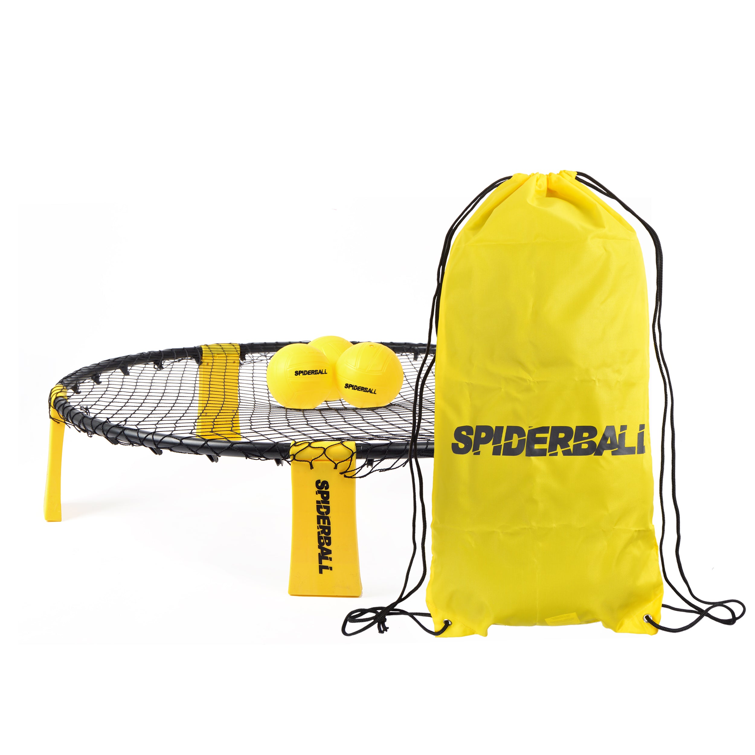 Ocean 5 - Spiderball Set, Ball-Spiel mit Netz, 3 Bällen und Tragetasche - Gelb