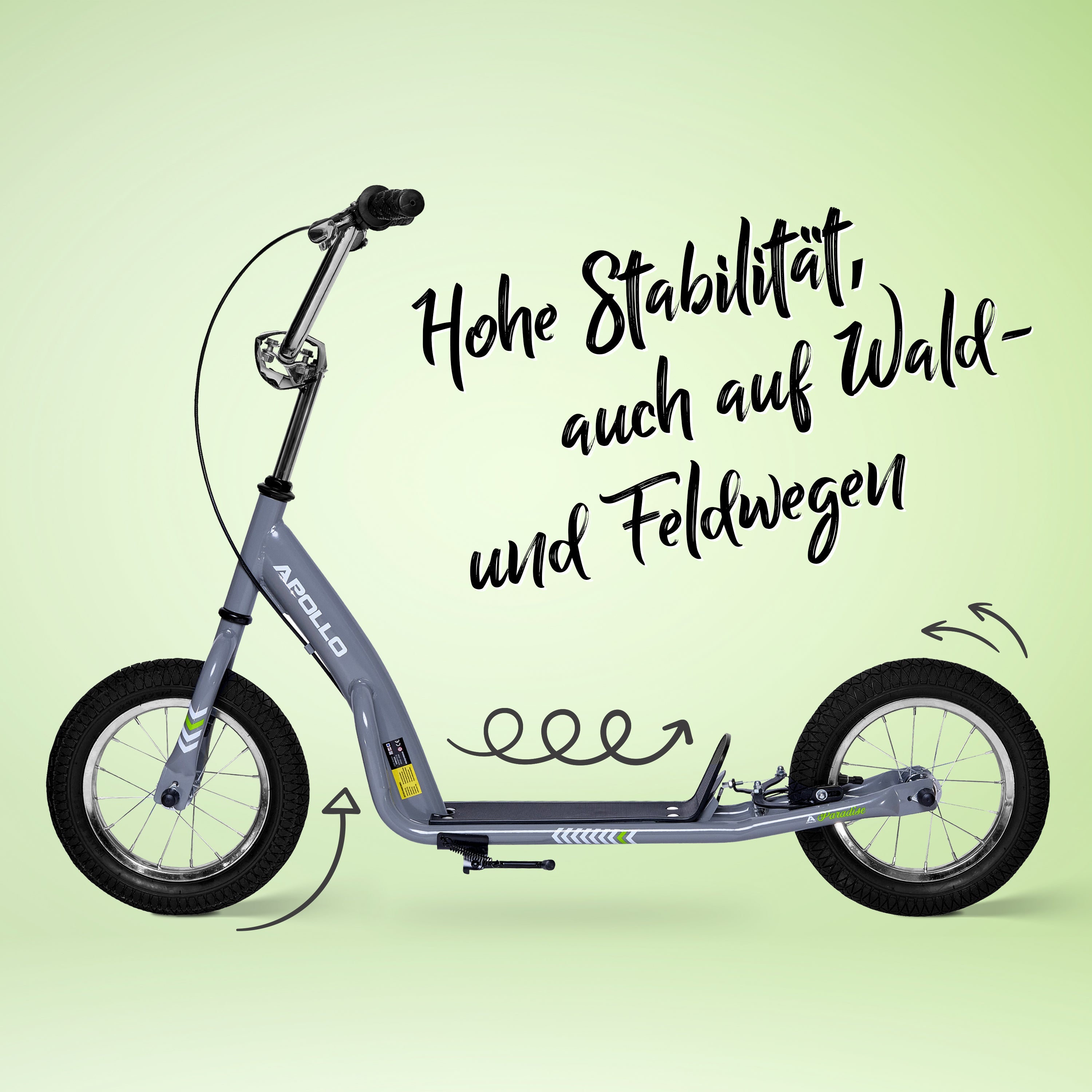 Apollo - Retro Scooter Paradise Roller mit Luftreifen 12,5 Zoll - Grau