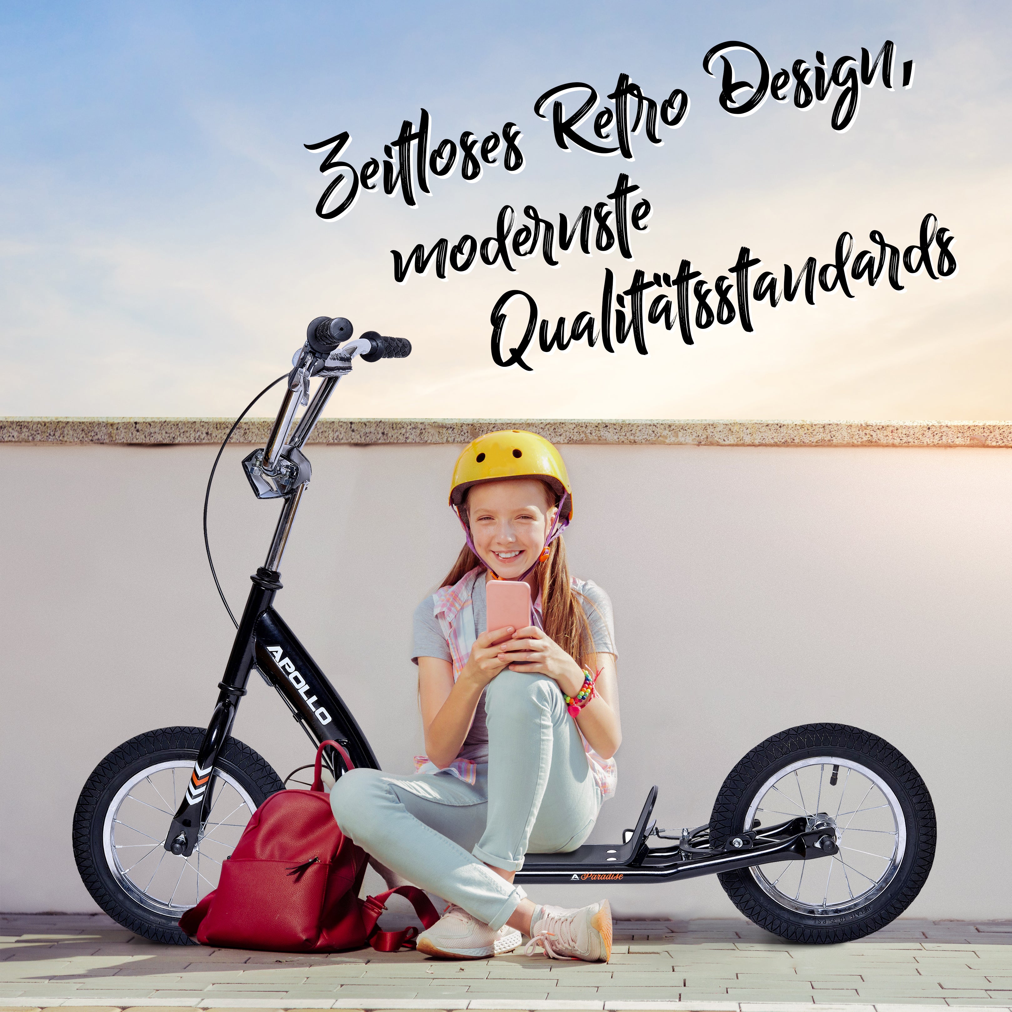Apollo - Retro Scooter Paradise Roller mit Luftreifen 12,5 Zoll - Rosa