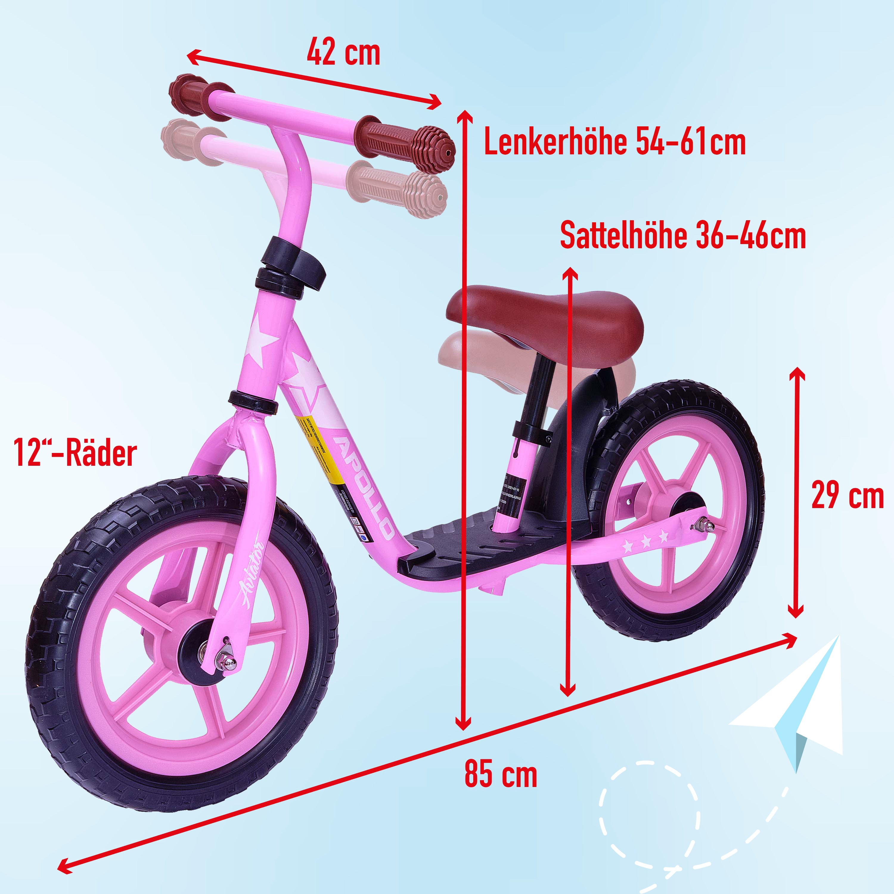 Apollo - Aviator Laufrad, sicheres Laufrad 12 Zoll - Pink