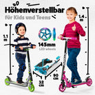 Apollo - 145mm City Scooter mit Federung "Skyracer" klappbar und höhenverstellbar - Bunt