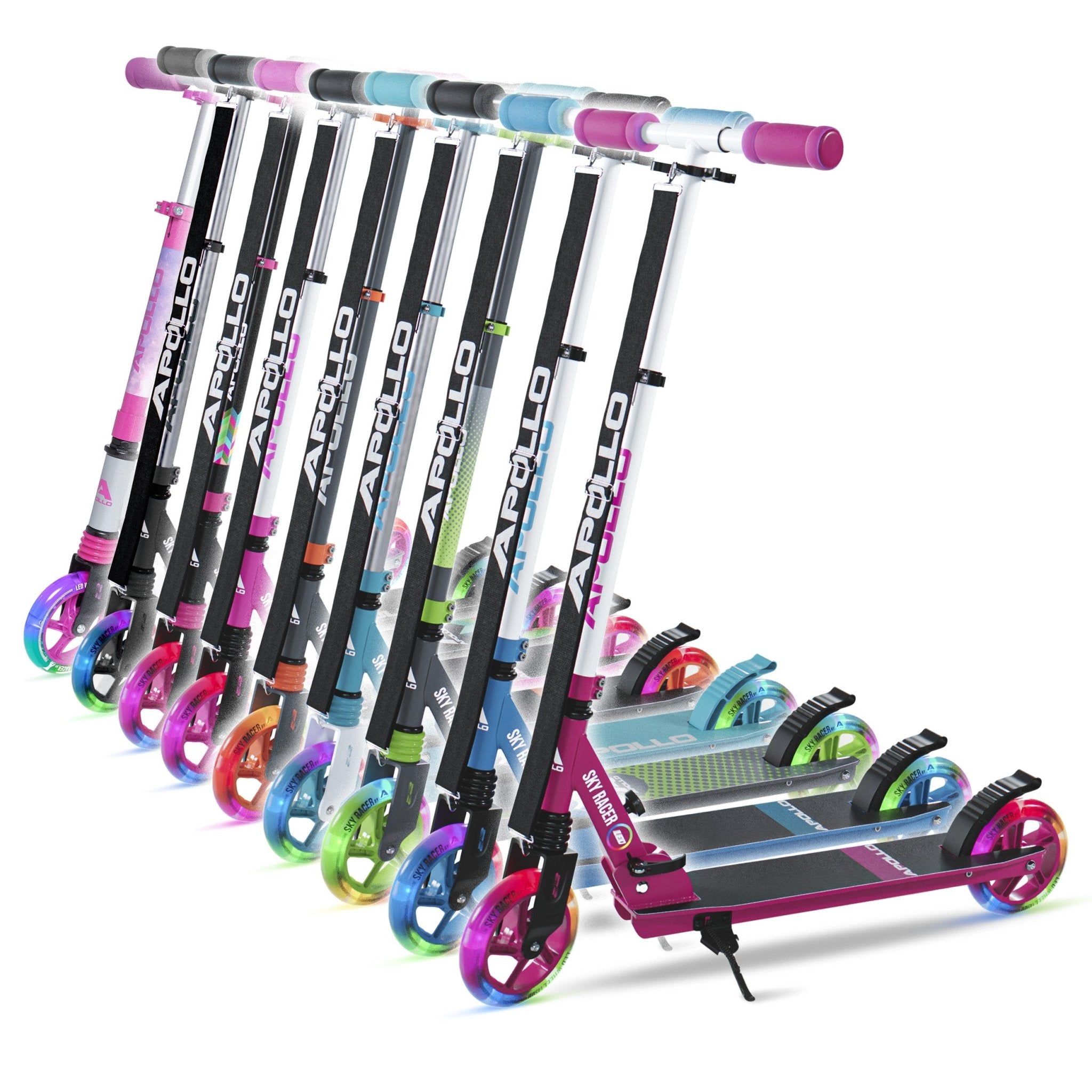 Apollo - 145mm City Scooter mit Federung "Skyracer" klappbar und höhenverstellbar - Schwarz