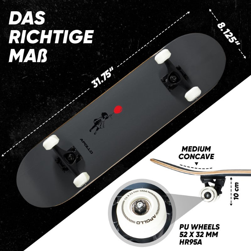 Apollo - Skateboard - Balloon - 7-lagiges Holz-Komplettboard mit ABEC 7 -