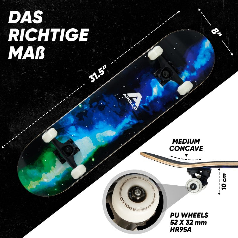 Apollo - Skateboard - Galaxy - 7-lagiges Holz-Komplettboard mit ABEC 7 -