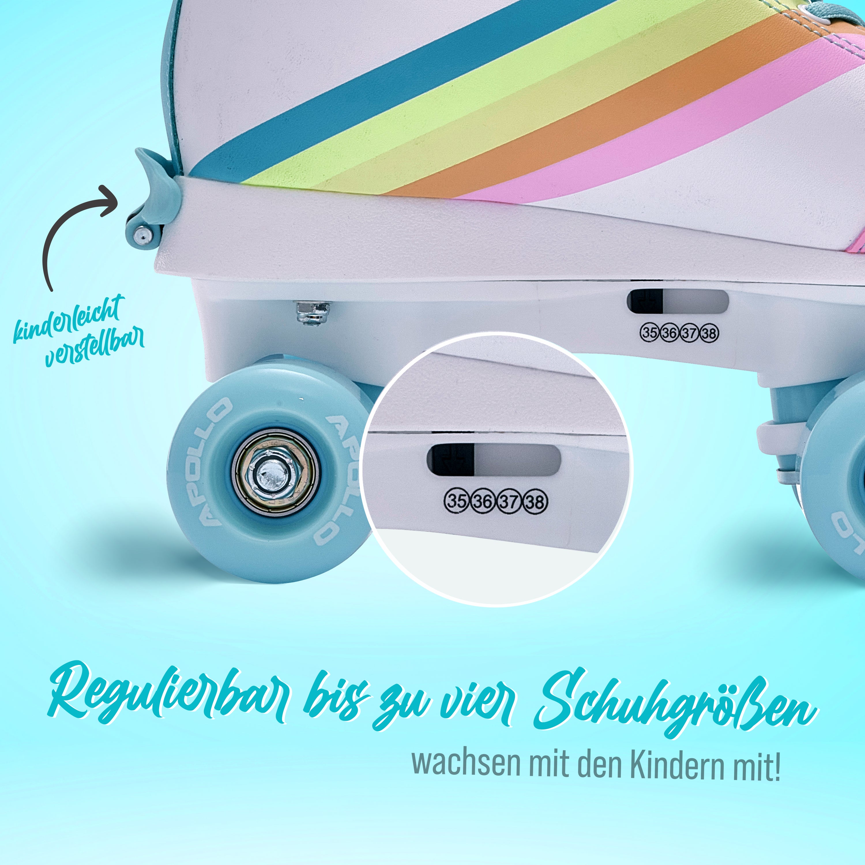 Apollo - Soft Boots größenverstellbare Rollschuhe für Kinder - Rainbow Star -