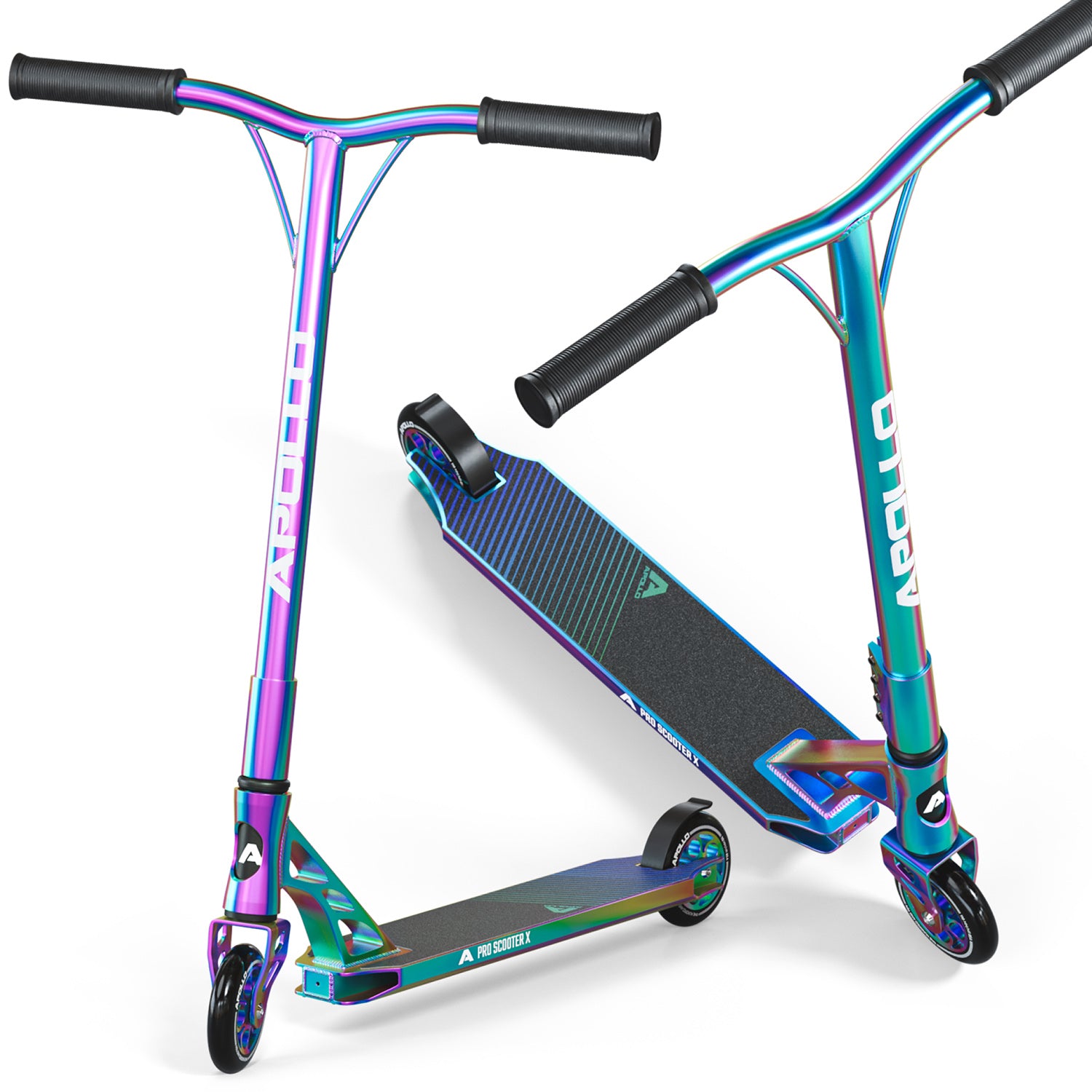 Apollo - High End Stunt Scooter - Genesis Pro X Stuntscooter mit ABEC 9 Kugellagern - Full Rainbow